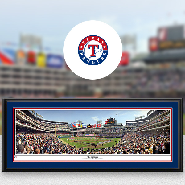 Texas Rangers MLB Baseball Framed Panoramic Fan Cave Decor