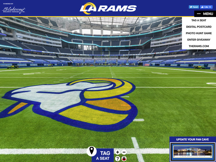 2022 Super Bowl LVI Kickoff Panoramic Poster - Los Angeles Rams