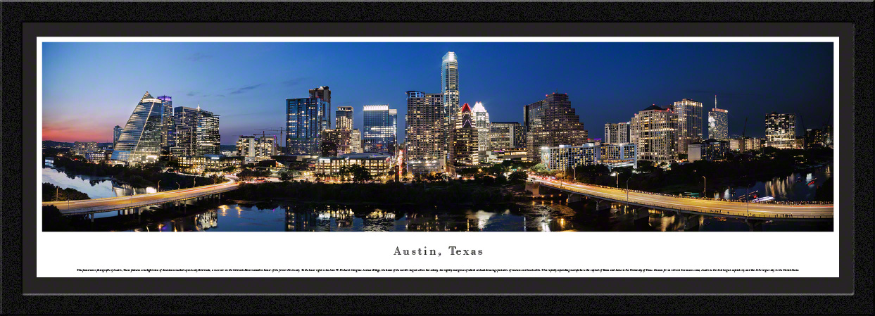Austin, Texas - City Skyline Panoramic Wall Decor
