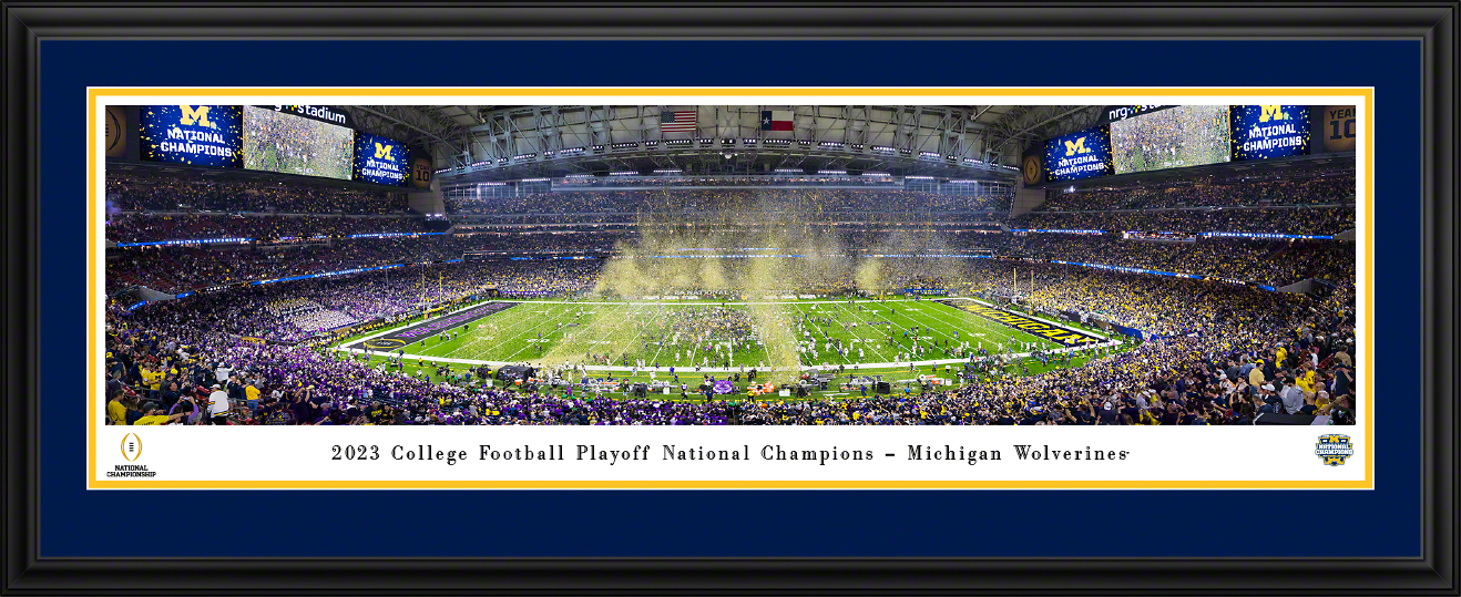 2024 CFP National Championship Celebration - Michigan Wolverines Panoramic Fan Cave Wall Decor