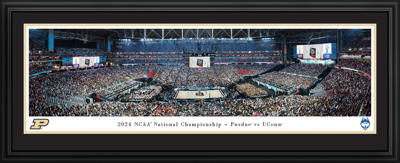 2024 NCAA National Championship Game - Purdue Boilermakers vs. UConn Huskies Panoramic Fan Cave Wall Decor