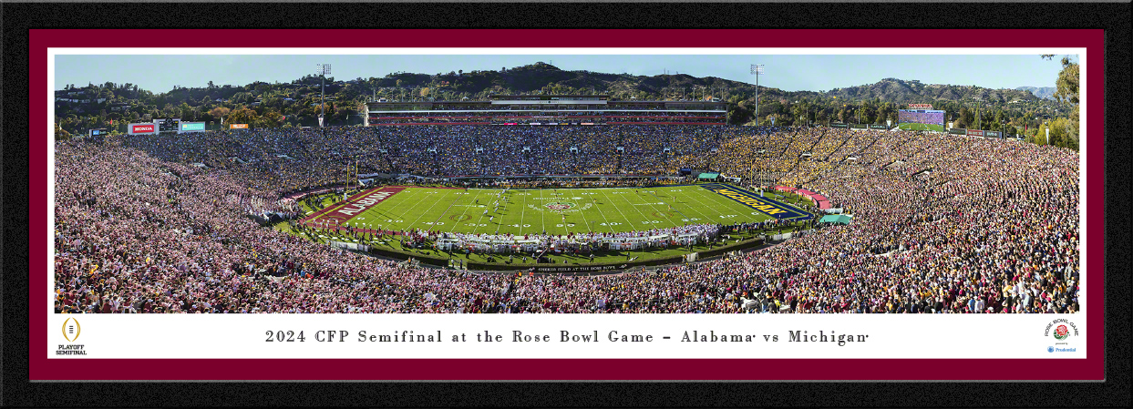 2024 Rose Bowl Game Kickoff - Michigan Wolverines vs. Alabama Crimson Tide Panoramic Fan Cave Wall Decor