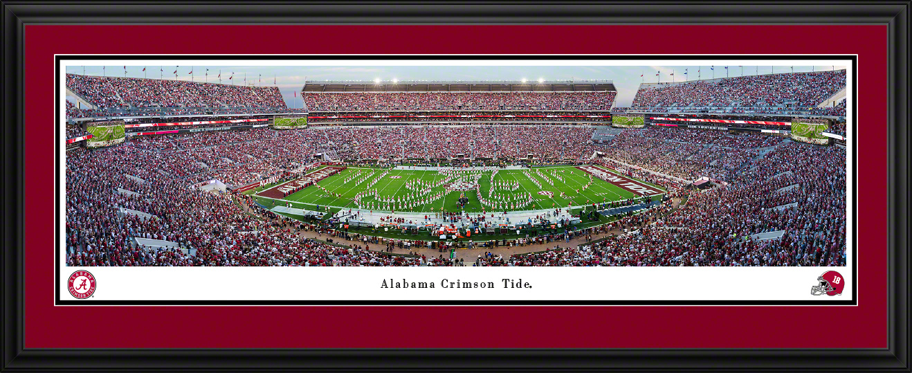 Alabama Crimson Tide - Bryant-Denny Stadium Marching Band Panoramic Fan Cave Wall Decor