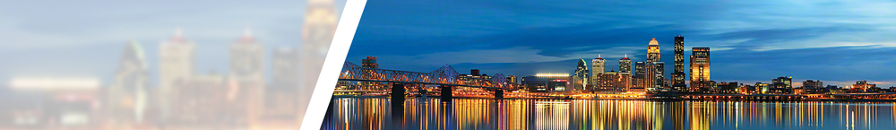 Louisville Kentucky City Skyline, Blue on White Solid-Faced Canvas Print