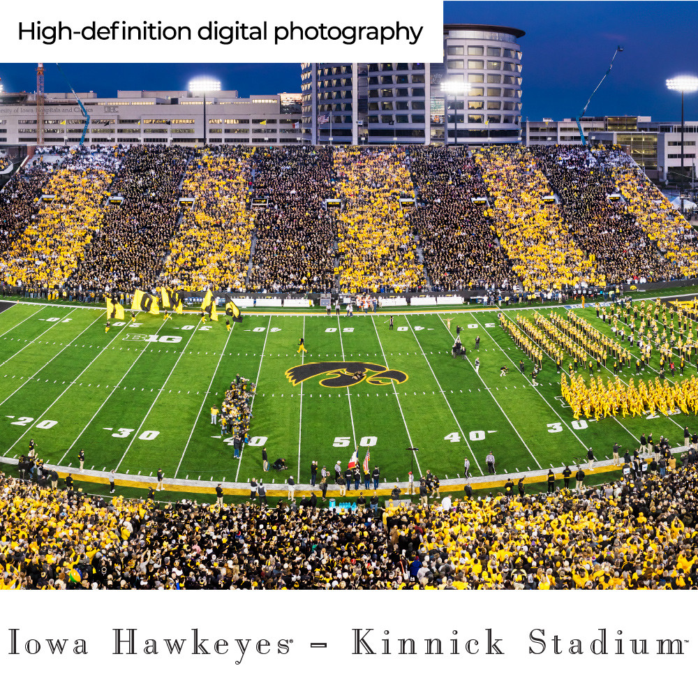 Iowa Hawkeyes Football Panoramic Print - Kinnick Stadium Sunset Poster iowa-hawkeyes-football-panoramic-print-kinnick-stadium-sunset-poster