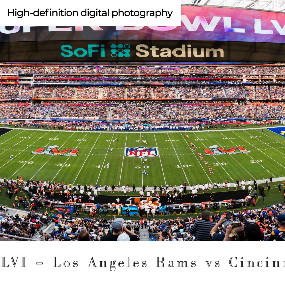 2022 Super Bowl LVI Kickoff Panoramic Poster - Los Angeles Rams vs