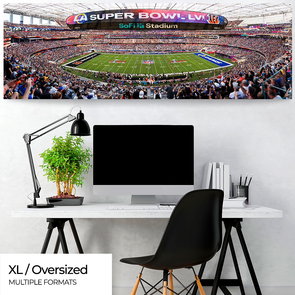 2022 Super Bowl LVI Kickoff Panoramic Poster - Los Angeles Rams vs