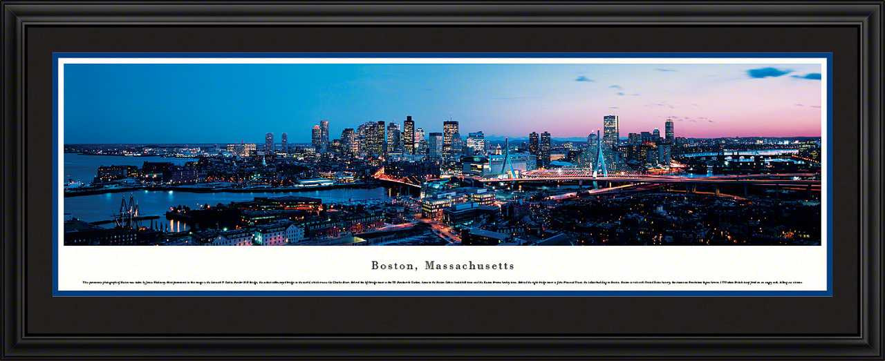 Boston, Massachusetts City Skyline Panoramic Picture - Twilight
