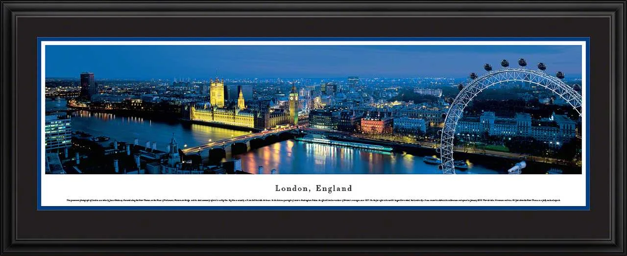London, England City Skyline Panorama - Twilight - London Eye