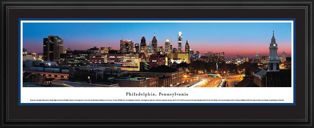 Philadelphia, Pennsylvania City Skyline Panoramic Picture - Twilight
