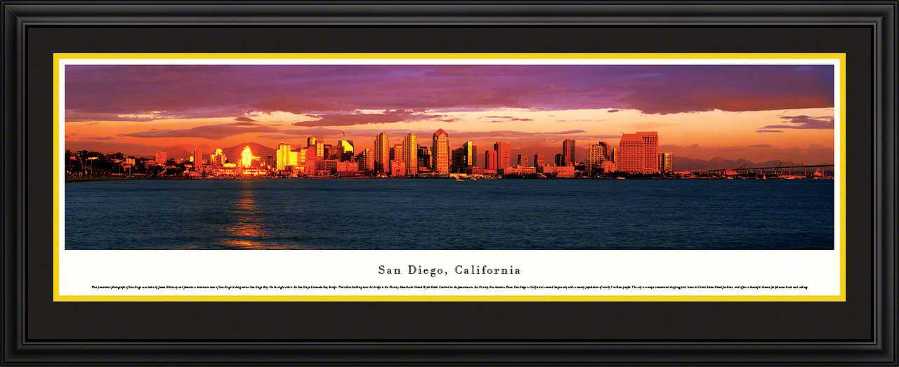 San Diego, California Panoramic City Skyline Picture - Sunset