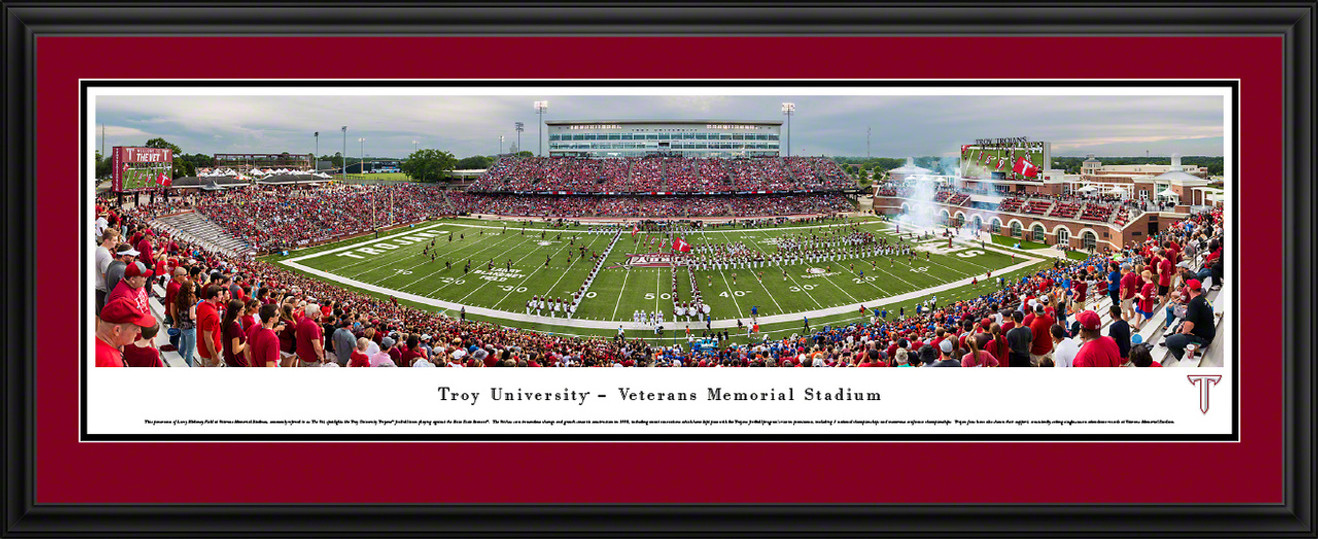 Troy Trojans Football Panorama - Veterans Memorial Stadium Fan Cave Decor