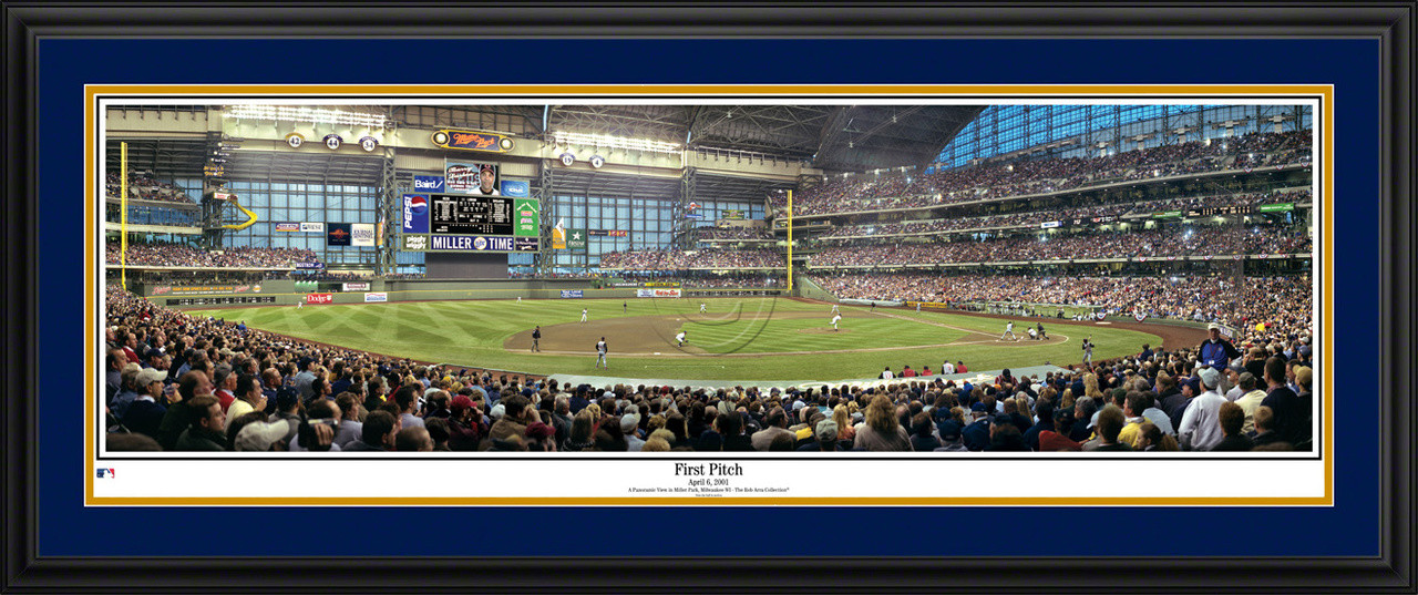 Milwaukee Brewers Panoramic Poster - First Pitch at Miller Park
