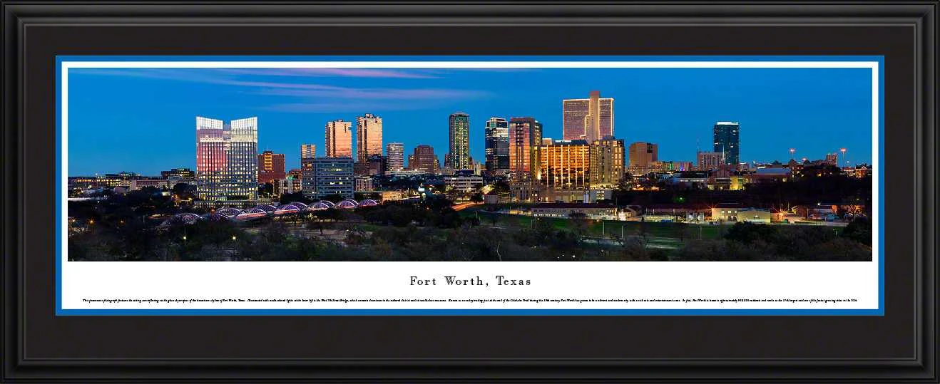 Fort Worth, Texas City Skyline Panoramic Picture - Twilight