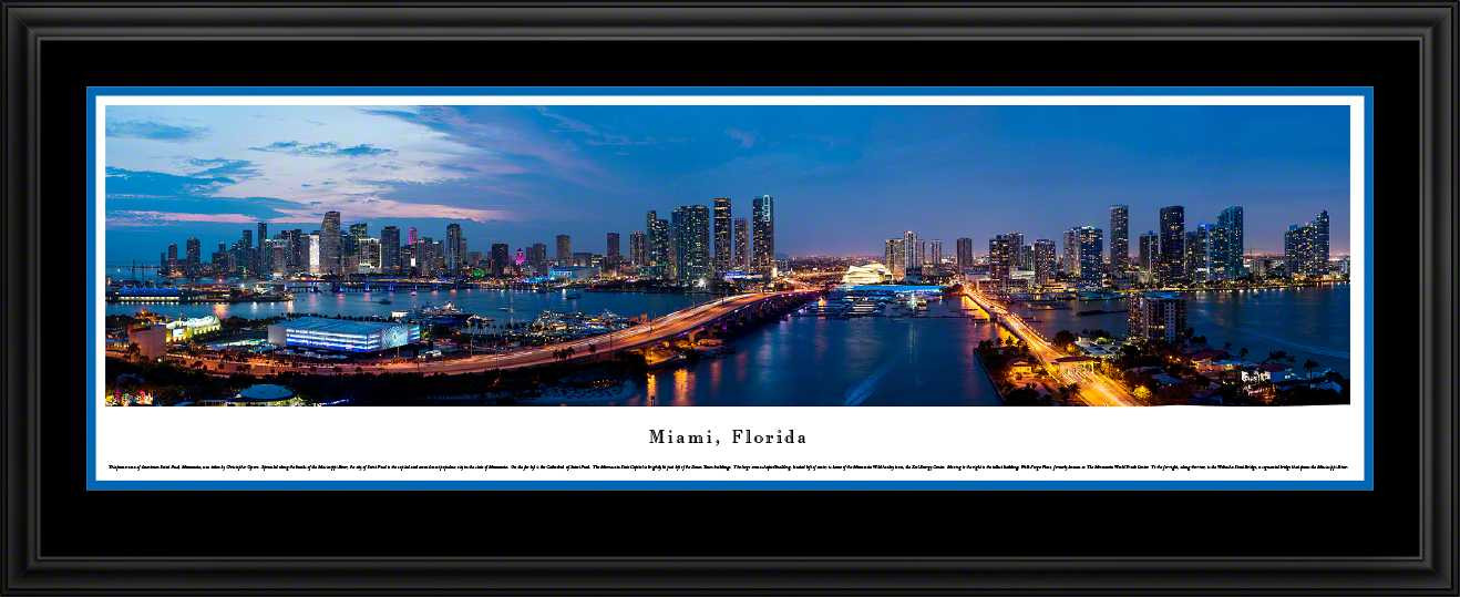 Miami, Florida City Skyline Twilight Panoramic Print