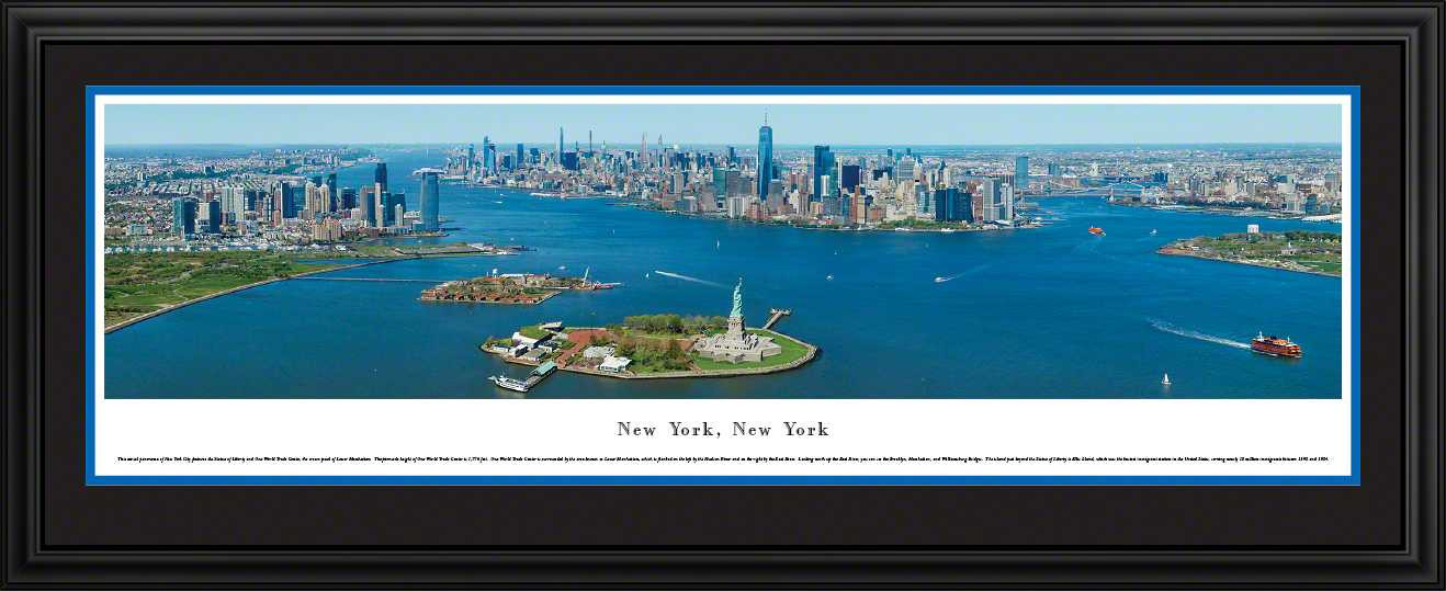 New York City Skyline Panoramic Wall Decor - Lower Manhattan, Liberty & Ellis Islands