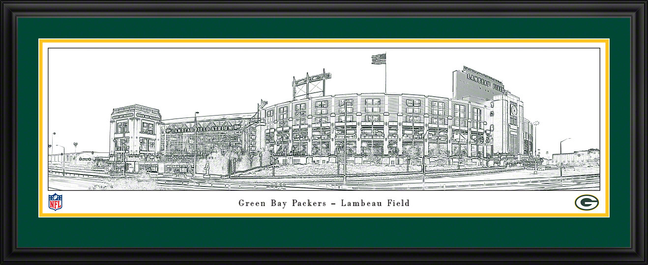 Green Bay Packers Lambeau Field Panoramic Line Art NFL Wall Decor