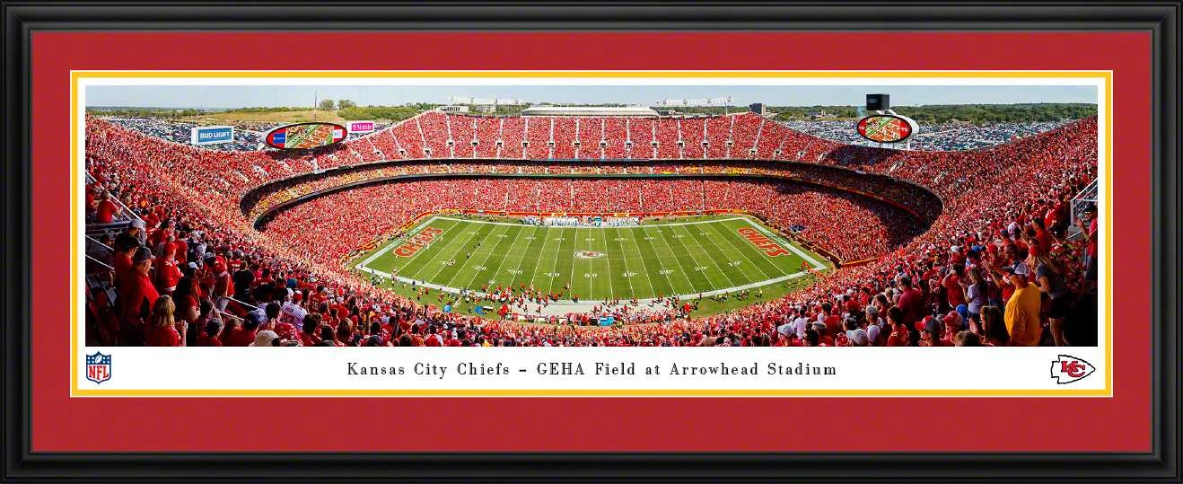 Kansas City Chiefs Panoramic Poster - Arrowhead Stadium NFL Fan Cave Decor