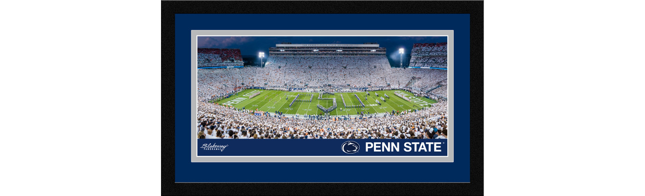 Penn State Nittany Lions 2021 White Out Framed Panoramic Picture - PSU Marching Band Script 