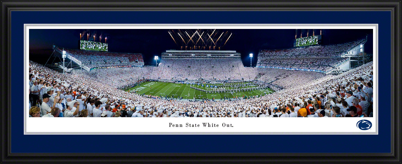 Penn State Nittany Lions Run Out Panoramic Picture - 2021 White Out at Beaver Stadium