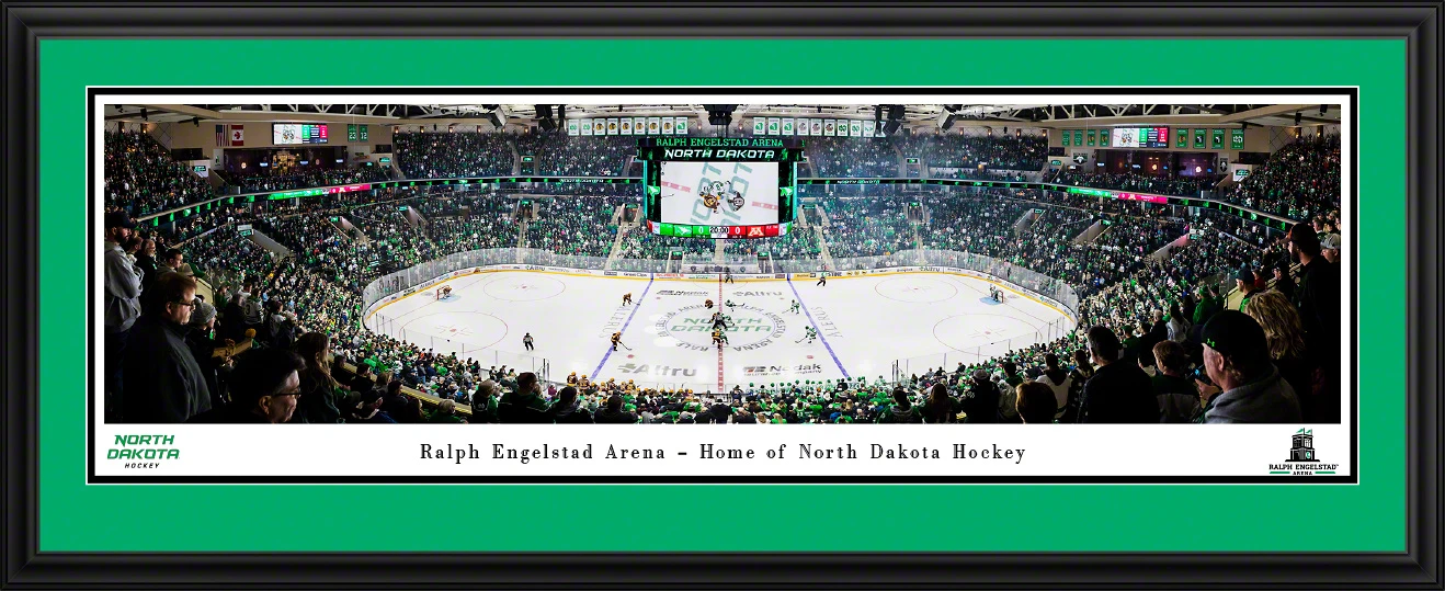 North Dakota Fighting Hawks Hockey Panoramic Picture - Ralph Engelstad Arena Fan Cave Decor