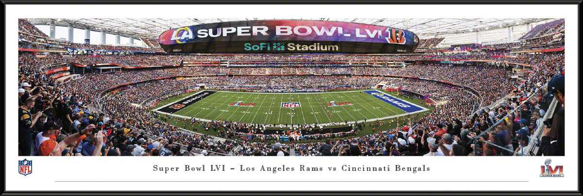 2022 Super Bowl LVI Kickoff Panoramic Poster - Los Angeles Rams vs. Cincinnati Bengals