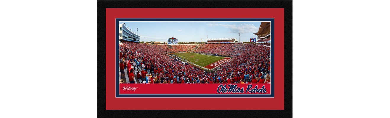 Ole Miss Rebels Football Framed Panoramic Picture - Vaught Hemingway Stadium Wall Decor