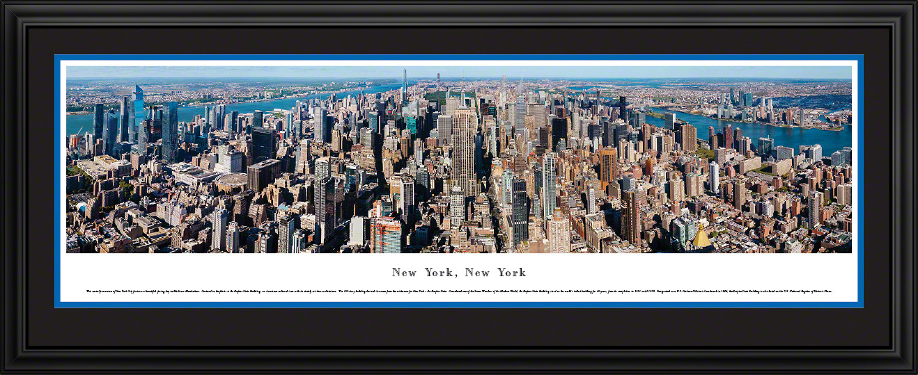 New York City Skyline Panoramic Wall Decor - Empire State Building in Midtown Manhattan