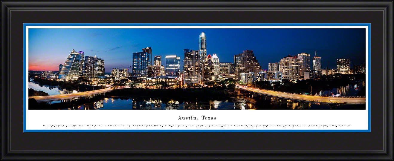 Austin, Texas City Skyline at Dusk Panoramic Wall Art
