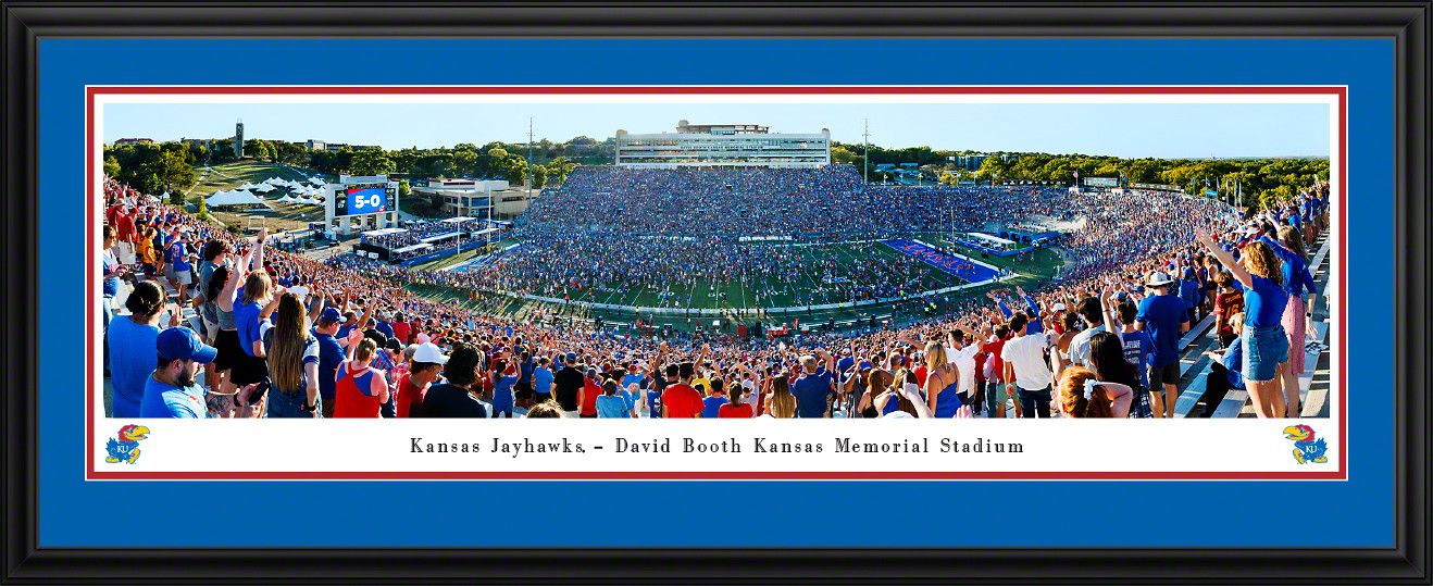 Kansas Jayhawks Football Panoramic Picture - David Booth Kansas Memorial Stadium Fan Cave Decor