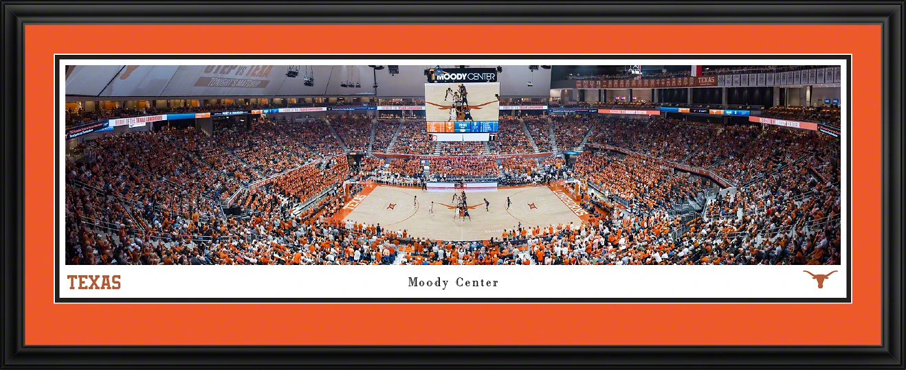 Texas Longhorns Basketball Panoramic Picture - Moody Center Fan Cave Decor