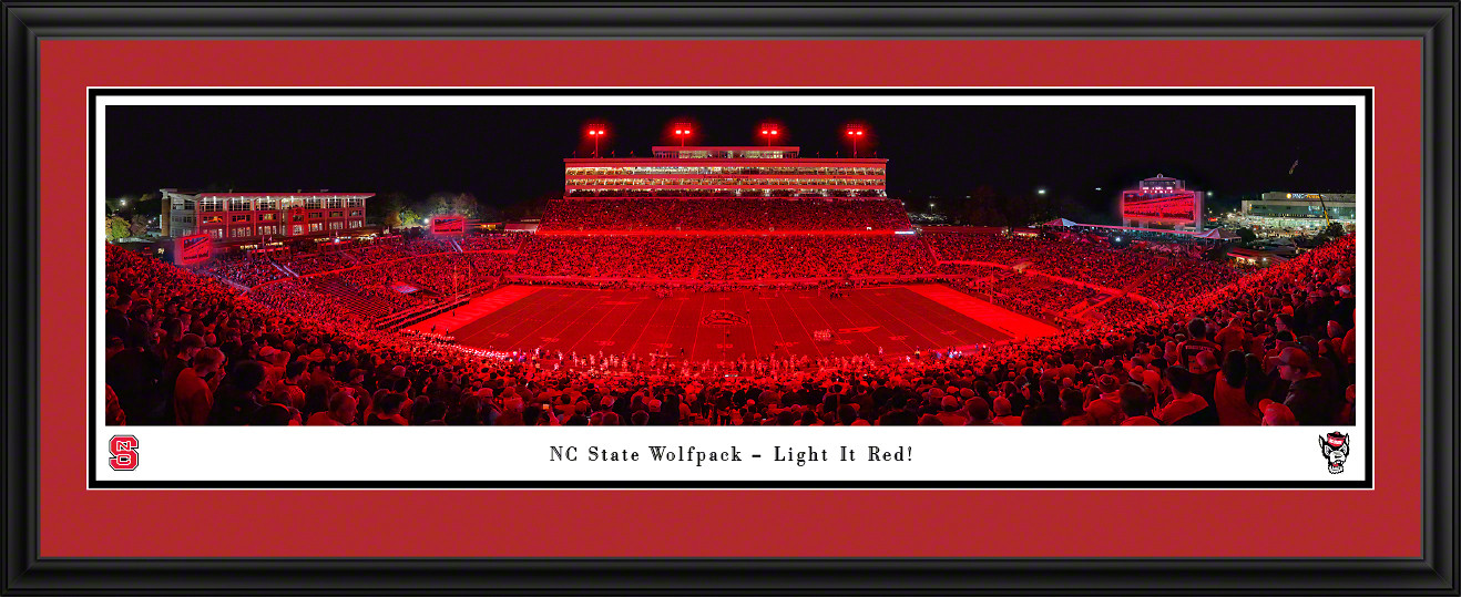 NC State Wolfpack Football Panoramic Picture - "Light It Red" Carter-Finley Stadium Fan Cave Decor
