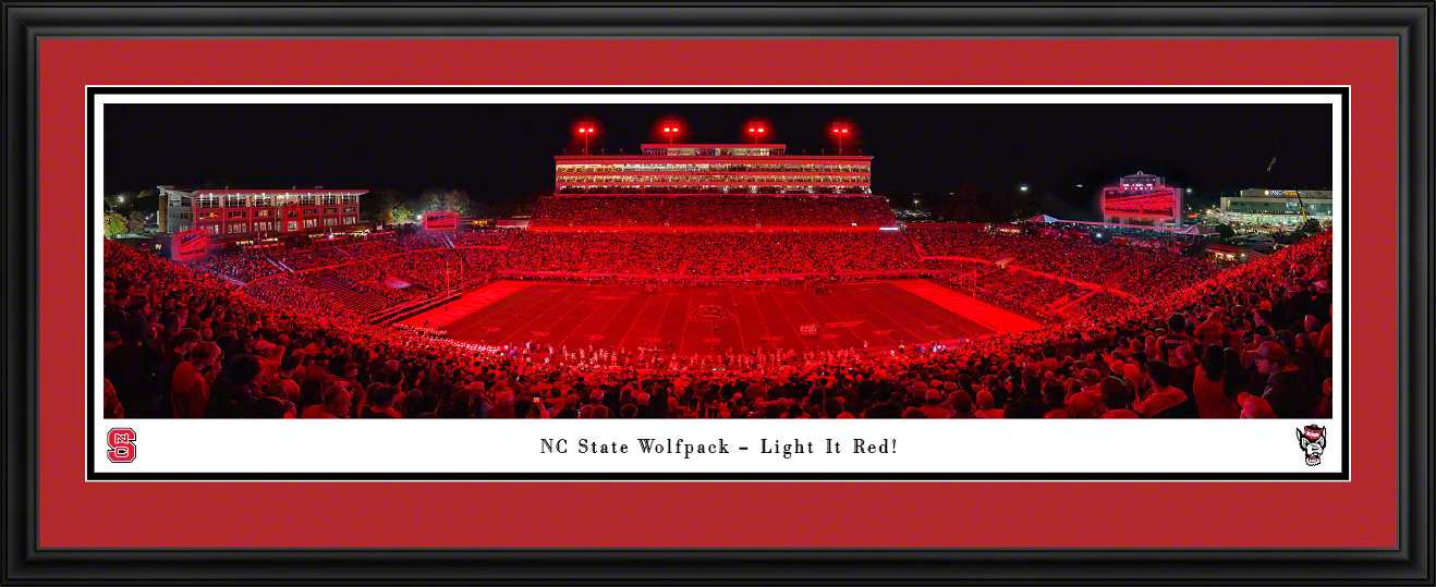 NC State Wolfpack Football Panoramic Picture - "Light It Red" Carter-Finley Stadium Fan Cave Decor