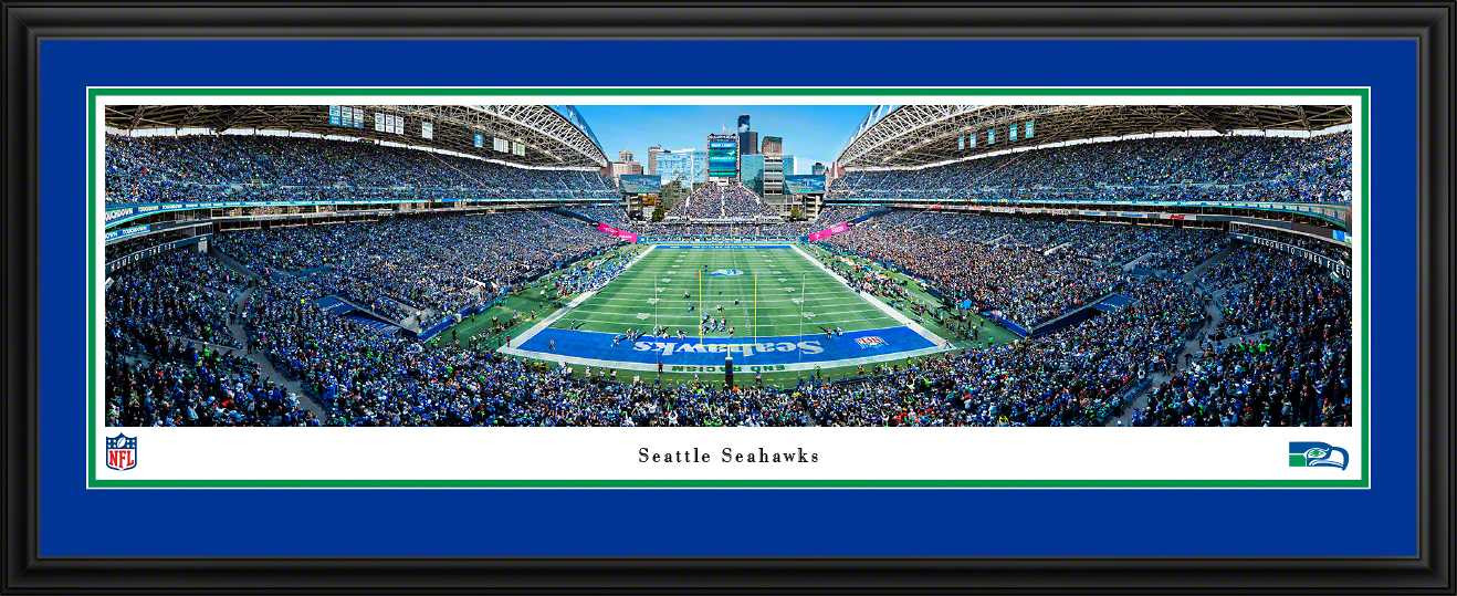 Seattle Seahawks Throwback Game End Zone Panoramic Picture - NFL Fan Cave Decor - Lumen Field