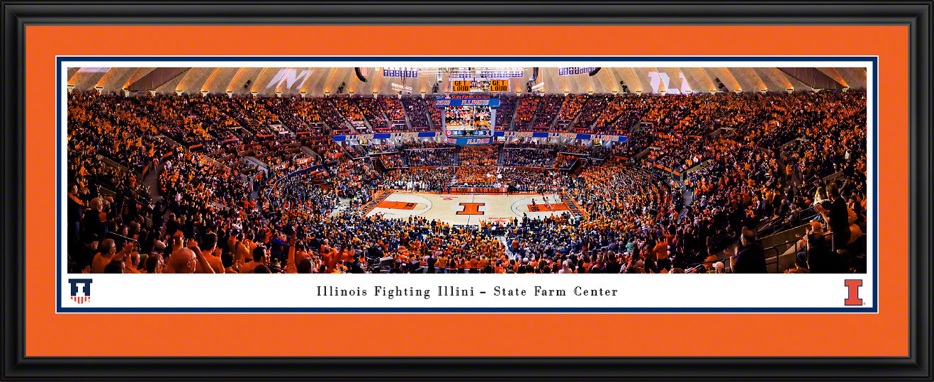 Illinois Fighting Illini Men's Basketball Panoramic Picture - State Farm Center Fan Cave Decor