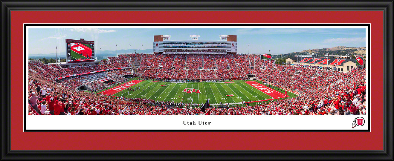 Utah Utes Football Panoramic Picture - Rice-Eccles Stadium Fan Cave Decor