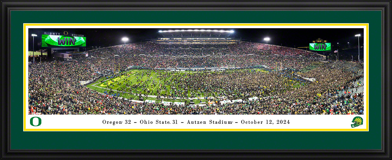 Oregon Ducks Field Storming Fan Cave Decor - Autzen Stadium Panoramic Picture