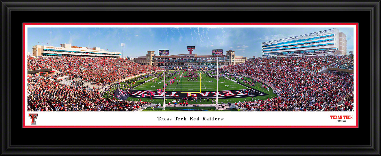 Texas Tech Red Raiders End Zone Football Panoramic Picture - Jones AT&T Stadium Fan Cave Decor
