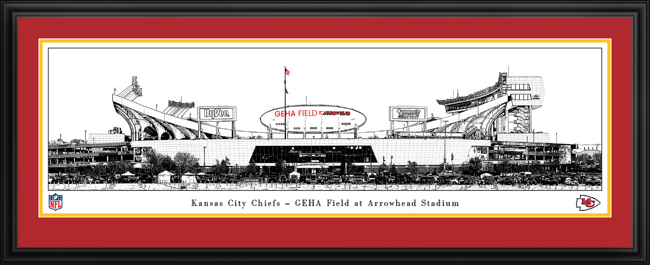 Kansas City Chiefs Line Art - Arrowhead Stadium Panoramic Wall Decor