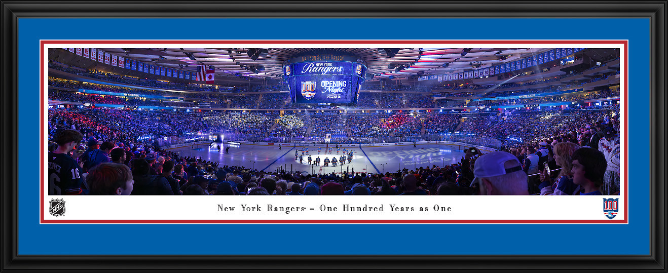 New York Rangers Panoramic Picture - Centennial Season - Madison Square Garden NHL Fan Cave Decor