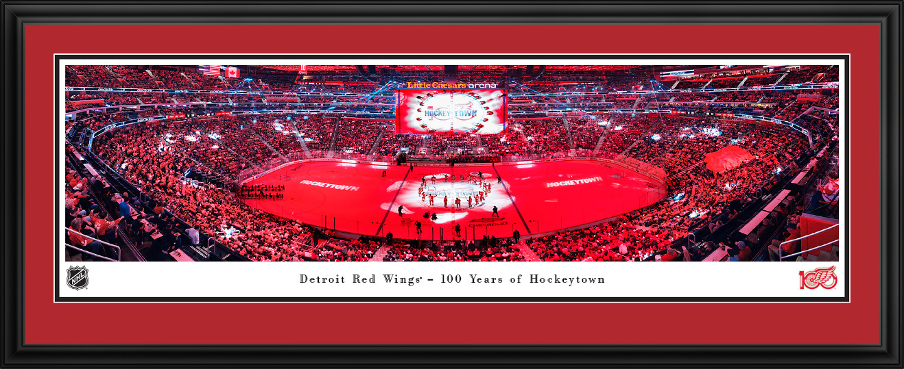 Detroit Red Wings Panoramic Picture - Centennial Season - Little Caesars Arena NHL Fan Cave Decor