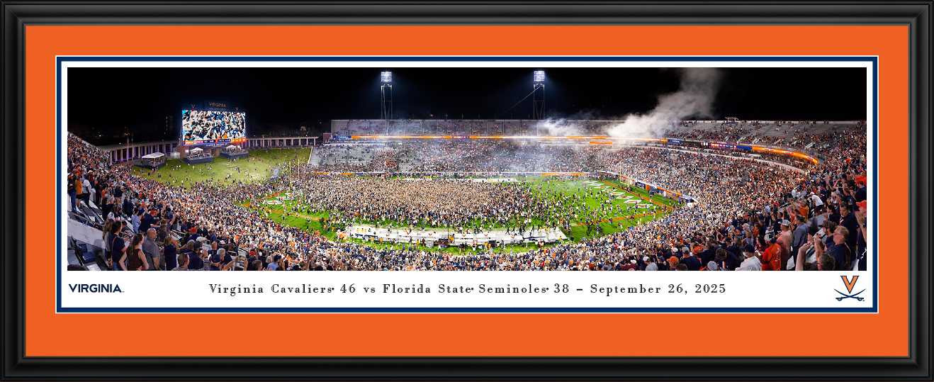 Virginia Cavaliers Field Storming Football Panoramic Picture - Scott Stadium Fan Cave Decor