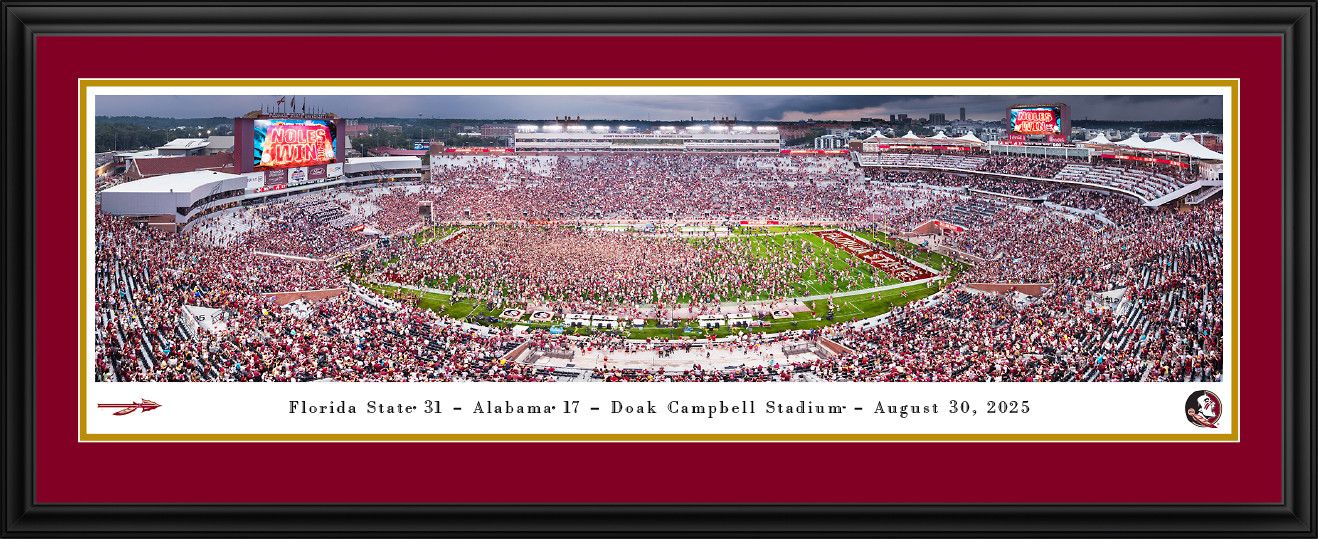 Florida State Seminoles Football Victory - Field Storming Panoramic Picture - Doak S. Campbell Stadium Fan Cave Decor