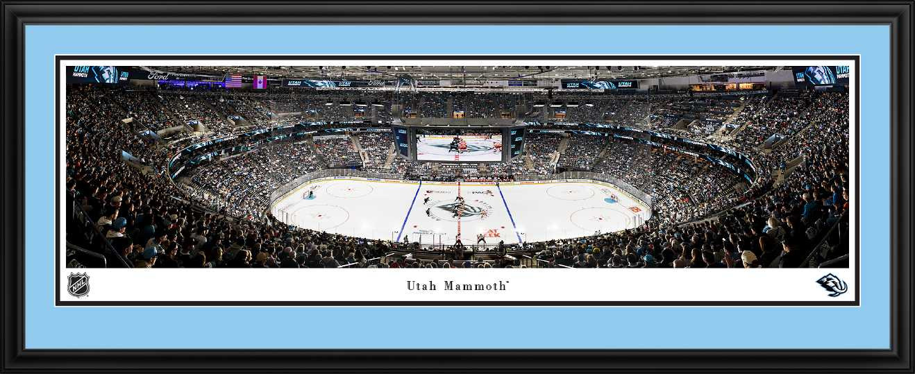 Utah Mammoth Puck Drop Panoramic Picture - Delta Center NHL Fan Cave Decor