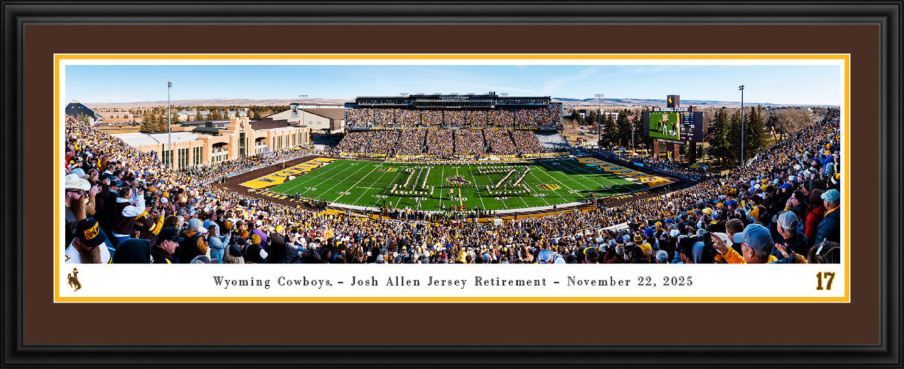 Wyoming Cowboys Panoramic Picture - Josh Allen Jersey Retirement Fan Cave Decor