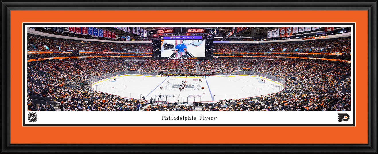 Philadelphia Flyers Panoramic Picture - Puck Drop at Xfinity Mobile Arena NHL Fan Cave Wall Decor 