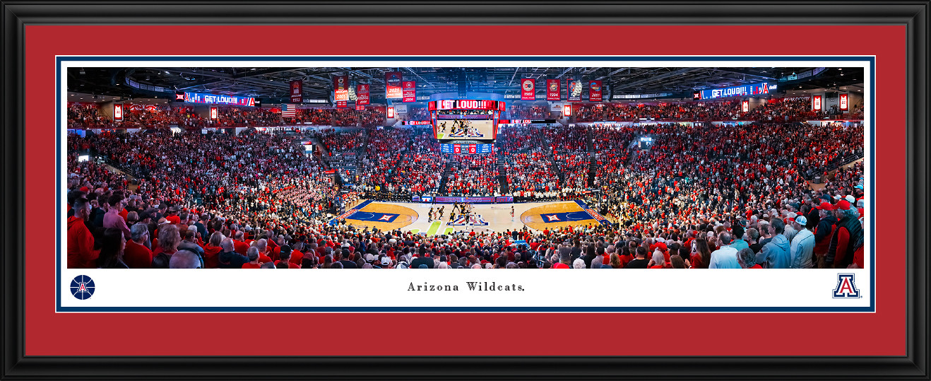 Arizona Wildcats Basketball Panoramic Picture - McKale Memorial Center Fan Cave Decor