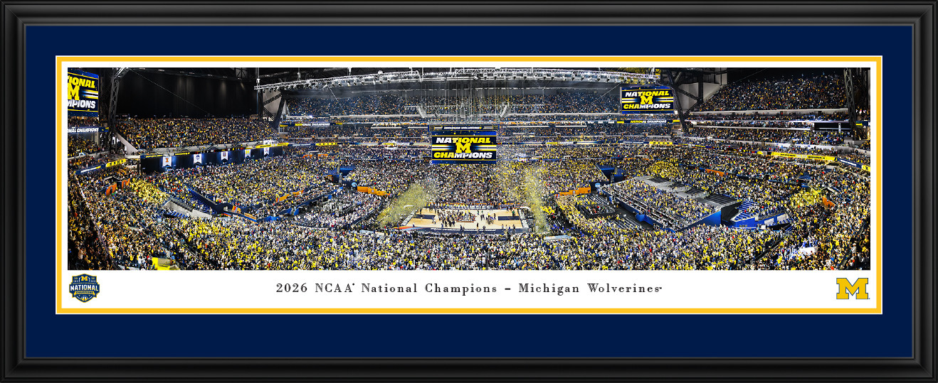 2026 NCAA Basketball National Champions Panoramic Picture - Michigan Wolverines Fan Cave Decor