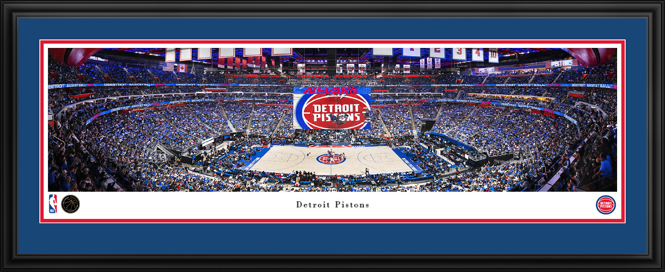 Detroit Pistons Panoramic Wall Art - NBA Fan Cave Print