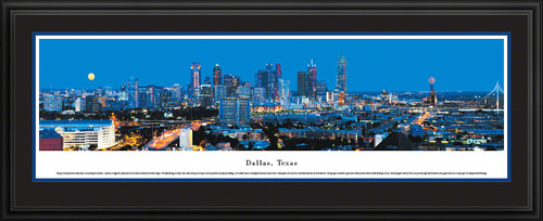 This panoramic photograph of Austin, Texas features a twilight